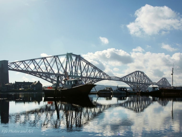 Trio of cantilevers of the Forth Rail Bridge - North Queensferry side