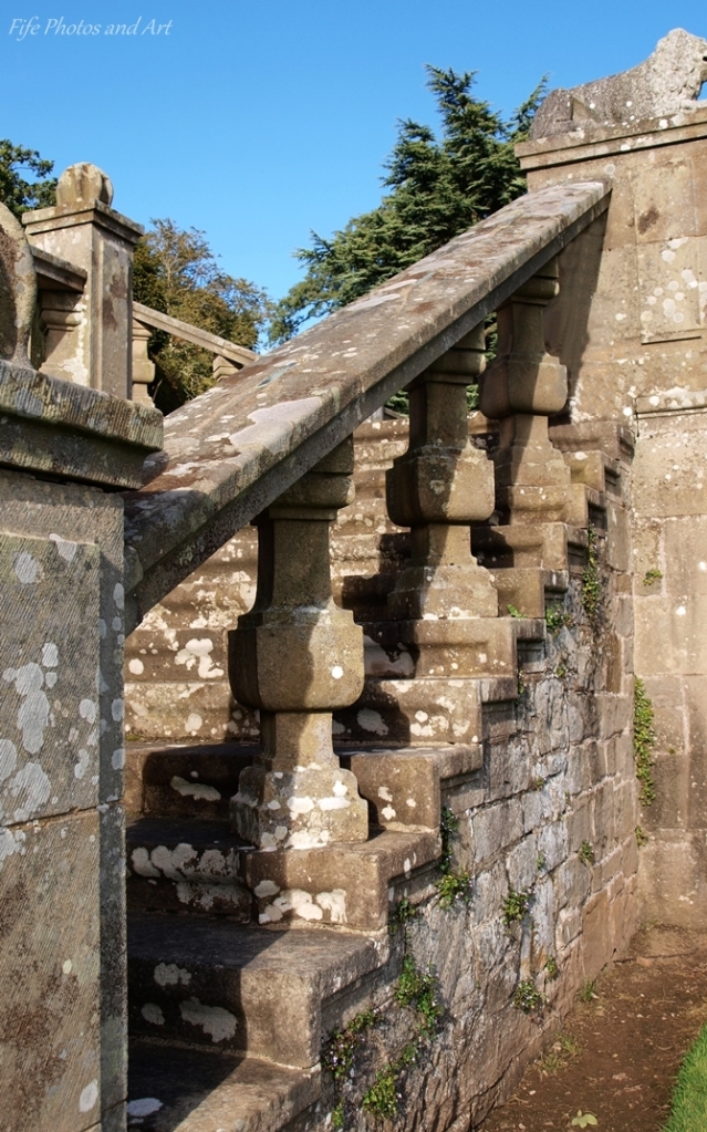 Trio of Stone Stair Railing Supports from Hill of Tarvit House