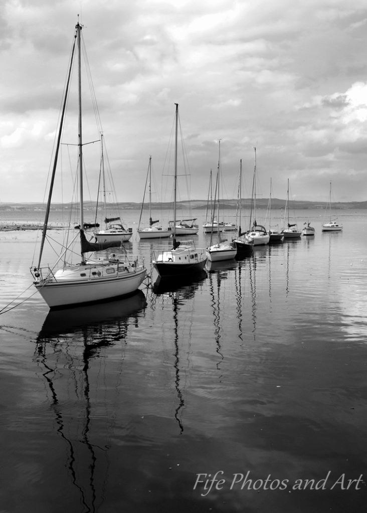 Yachts at the mouth of the River Almond, Cramond, nr Edinburgh