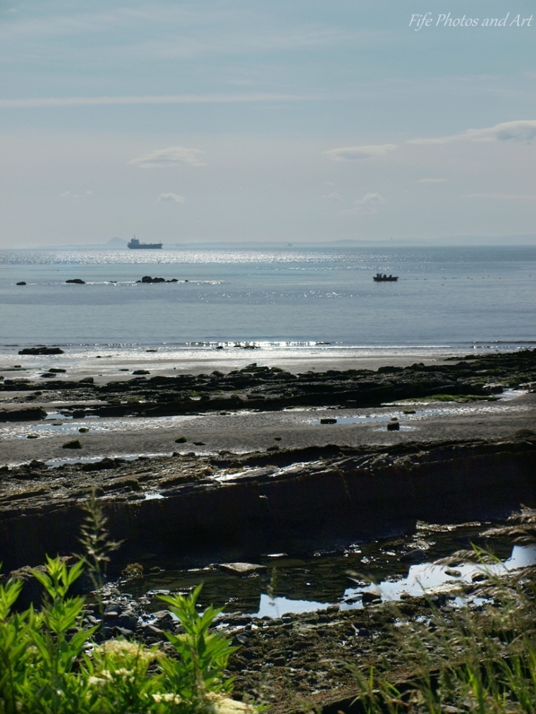 View across the Firth of Forth, from Seafield Castle Beach towards East Lothian